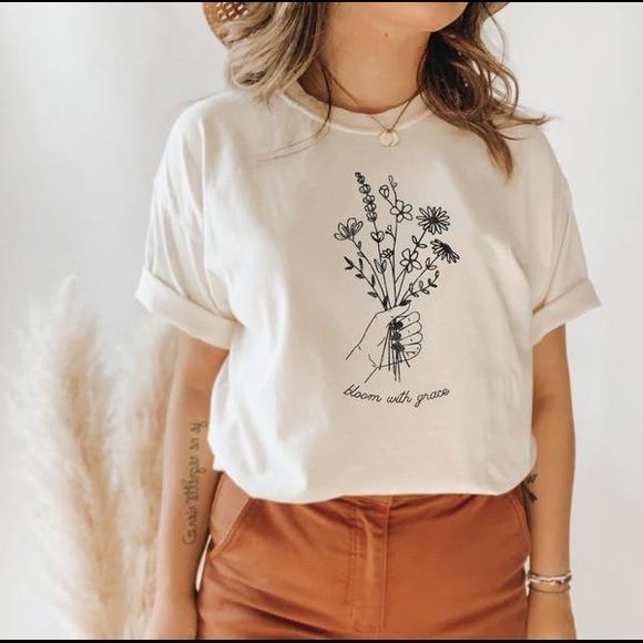 Neutral Bloom with grace Graphic tshirt - Picture 1 of 1